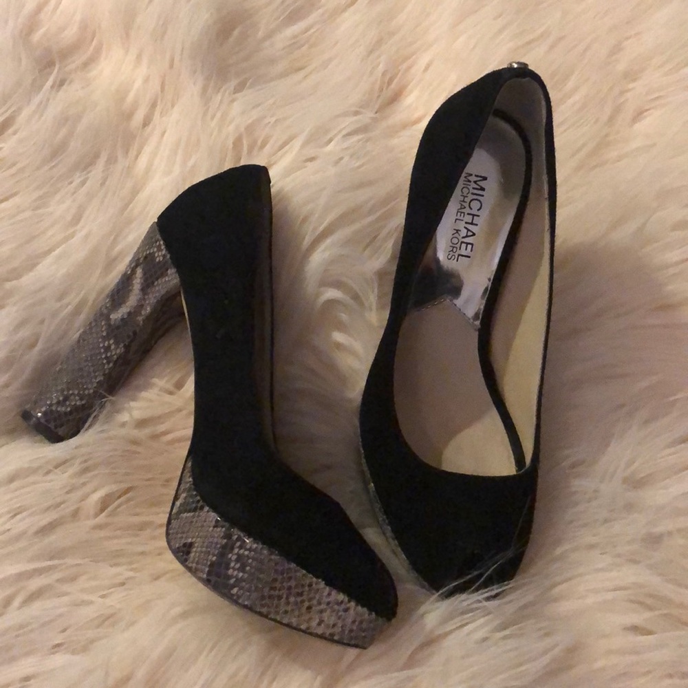 Michael Kors Snake Skin Suede Platform Heel